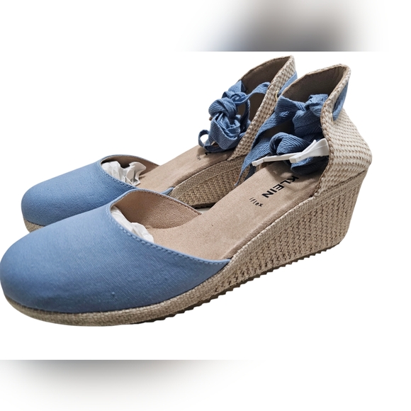 Anne Klein Blue Wedge Zia Wrap Tie Sandal Shoes 10 - Picture 11 of 13